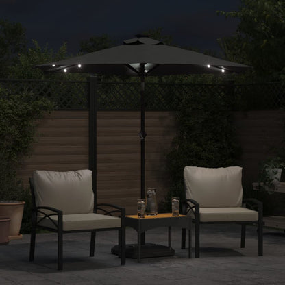 vidaXL Garden Parasol with LEDs&Steel Pole Anthracite 225x225x212cm