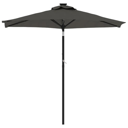 vidaXL Garden Parasol with LEDs and Steel Pole Anthracite 225x225x212cm