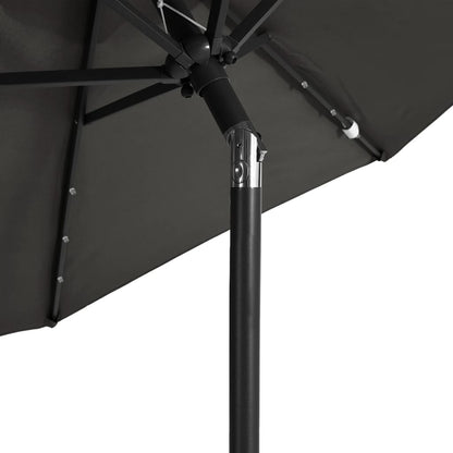 vidaXL Garden Parasol with LEDs&Steel Pole Anthracite 225x225x212cm
