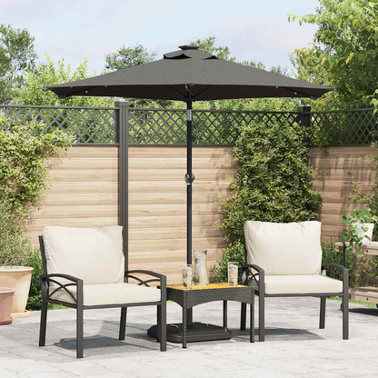 vidaXL Garden Parasol with LEDs&Steel Pole Anthracite 225x225x212cm