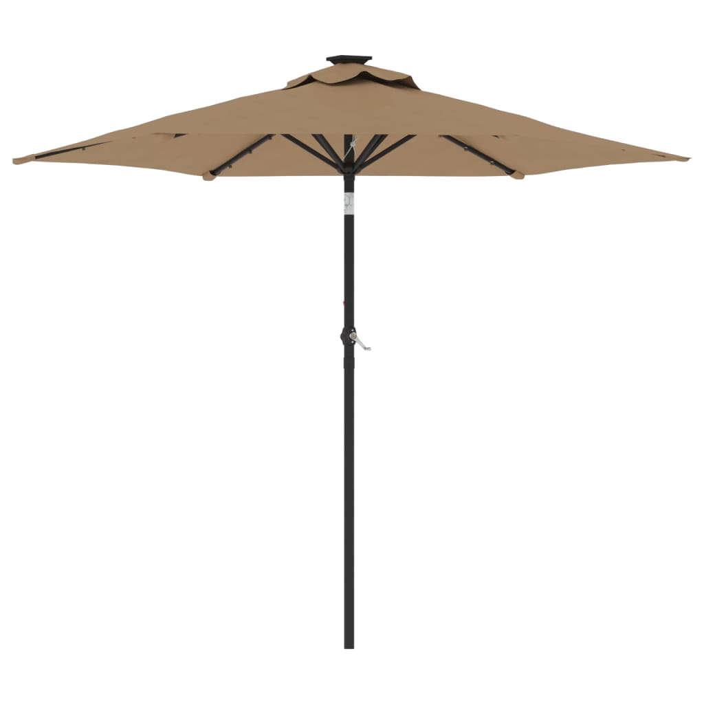 vidaXL Garden Parasol with LEDs and Steel Pole Taupe 225x225x212cm