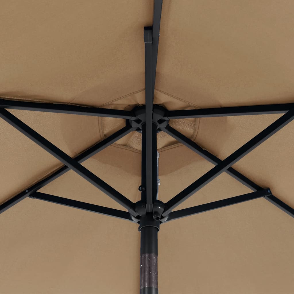 vidaXL Garden Parasol with LEDs and Steel Pole Taupe 225x225x212cm