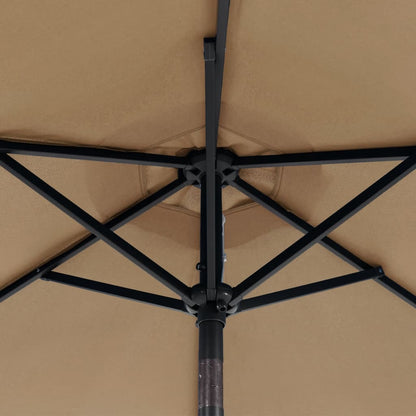 vidaXL Garden Parasol with LEDs and Steel Pole Taupe 225x225x212cm