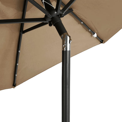 vidaXL Garden Parasol with LEDs and Steel Pole Taupe 225x225x212cm