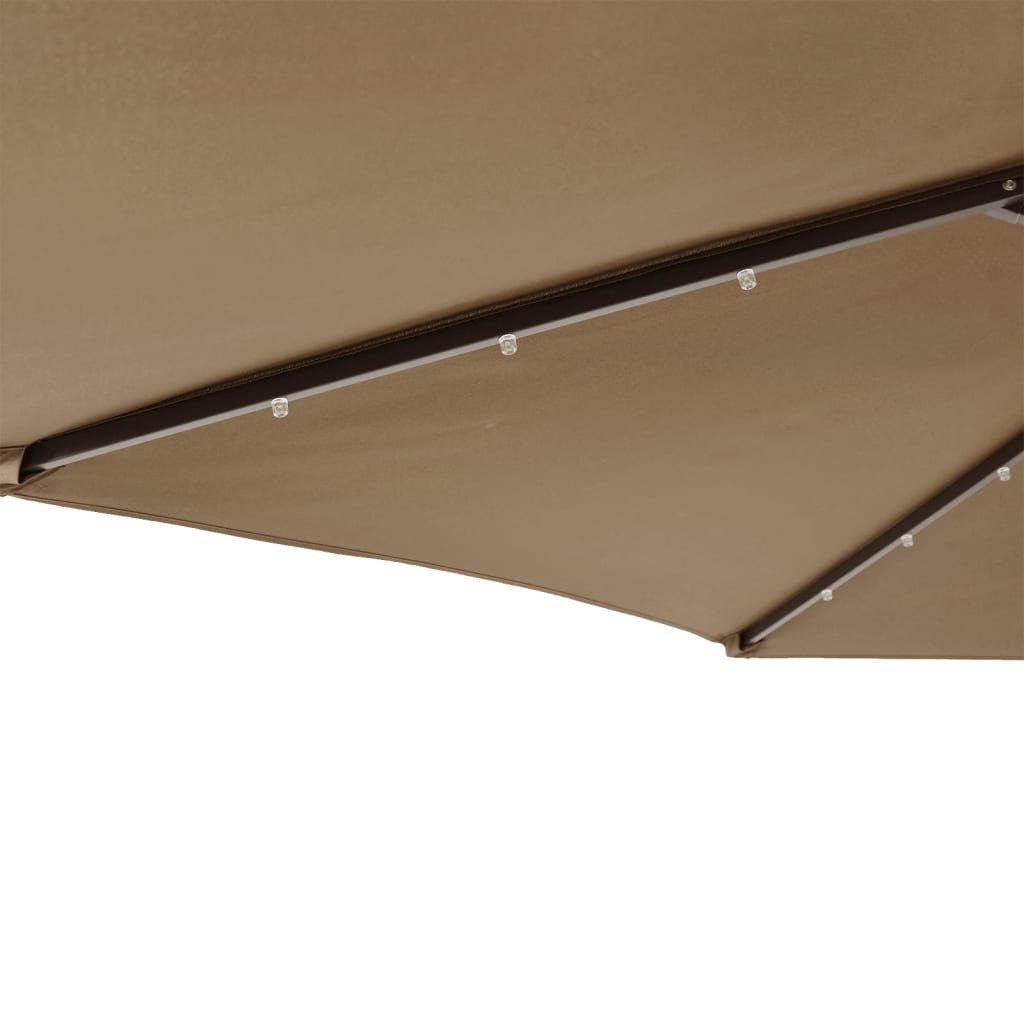 vidaXL Garden Parasol with LEDs and Steel Pole Taupe 225x225x212cm