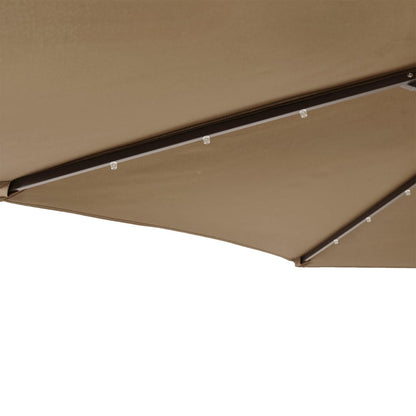 vidaXL Garden Parasol with LEDs and Steel Pole Taupe 225x225x212cm