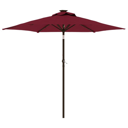 vidaXL Garden Parasol with LEDs&Steel Pole Bordeaux Red 225x225x212cm