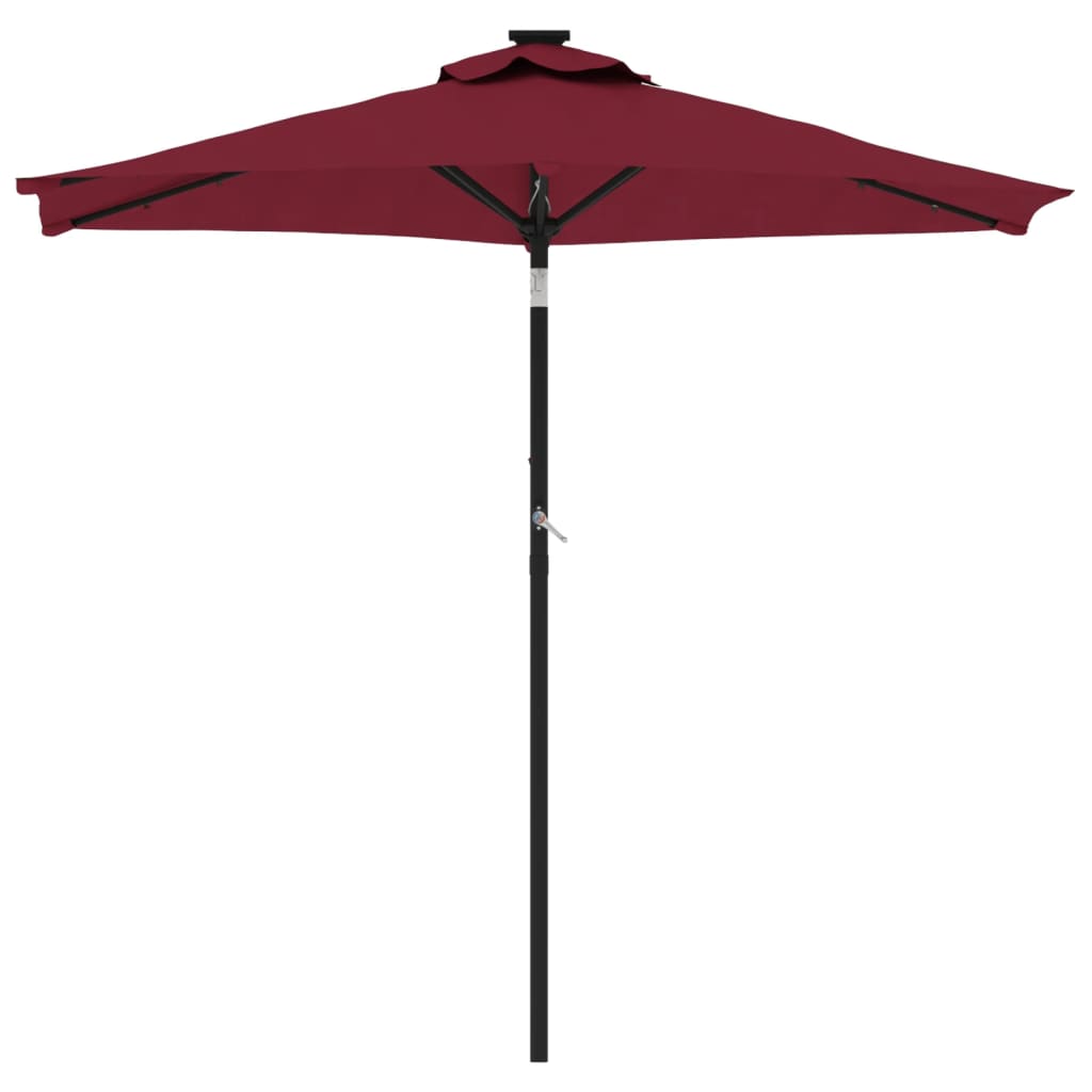 vidaXL Garden Parasol with LEDs&Steel Pole Bordeaux Red 225x225x212cm