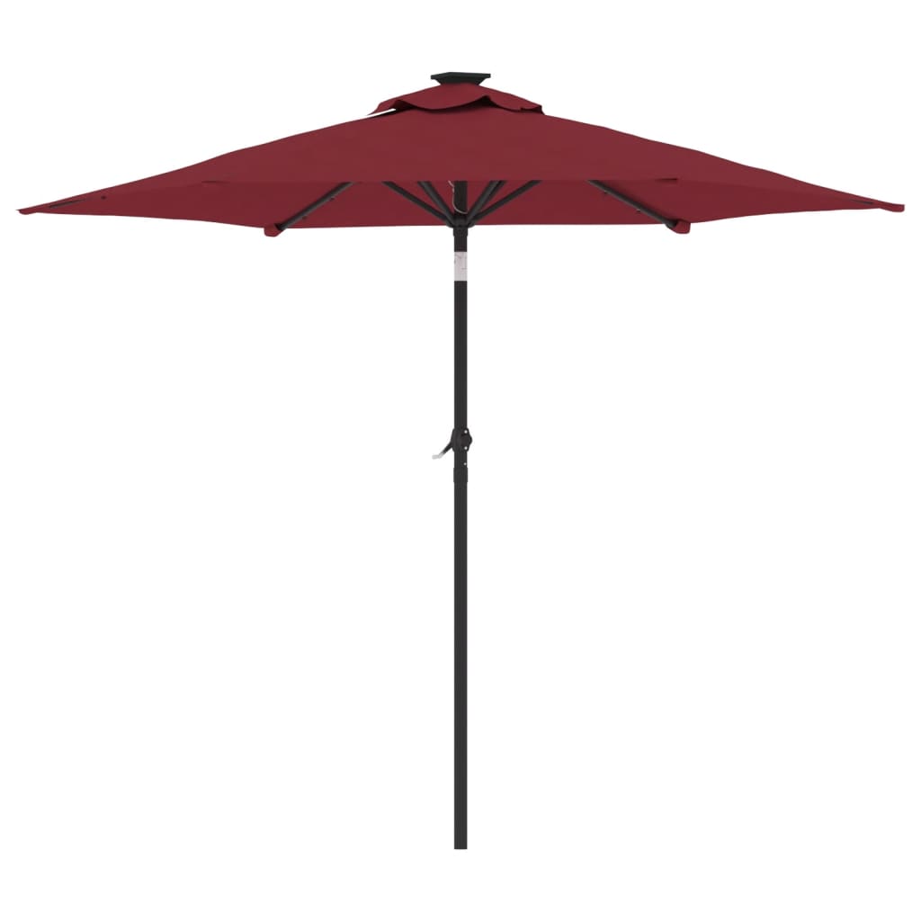 vidaXL Garden Parasol with LEDs&Steel Pole Bordeaux Red 225x225x212cm