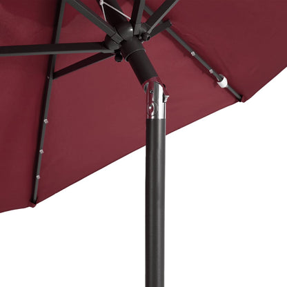 vidaXL Garden Parasol with LEDs&Steel Pole Bordeaux Red 225x225x212cm