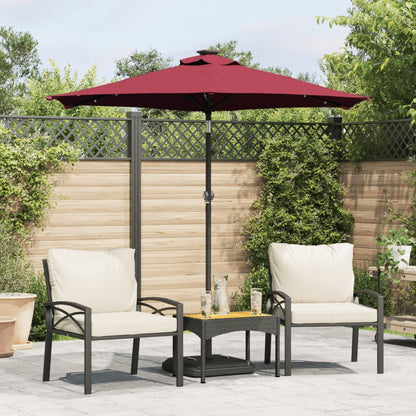 vidaXL Garden Parasol with LEDs&Steel Pole Bordeaux Red 225x225x212cm