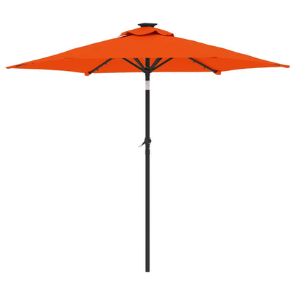 vidaXL Garden Parasol with LEDs and Steel Pole Terracotta 225x225x212cm