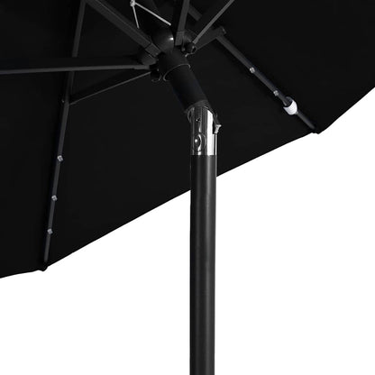 vidaXL Garden Parasol with LEDs and Steel Pole Black 225x225x212cm