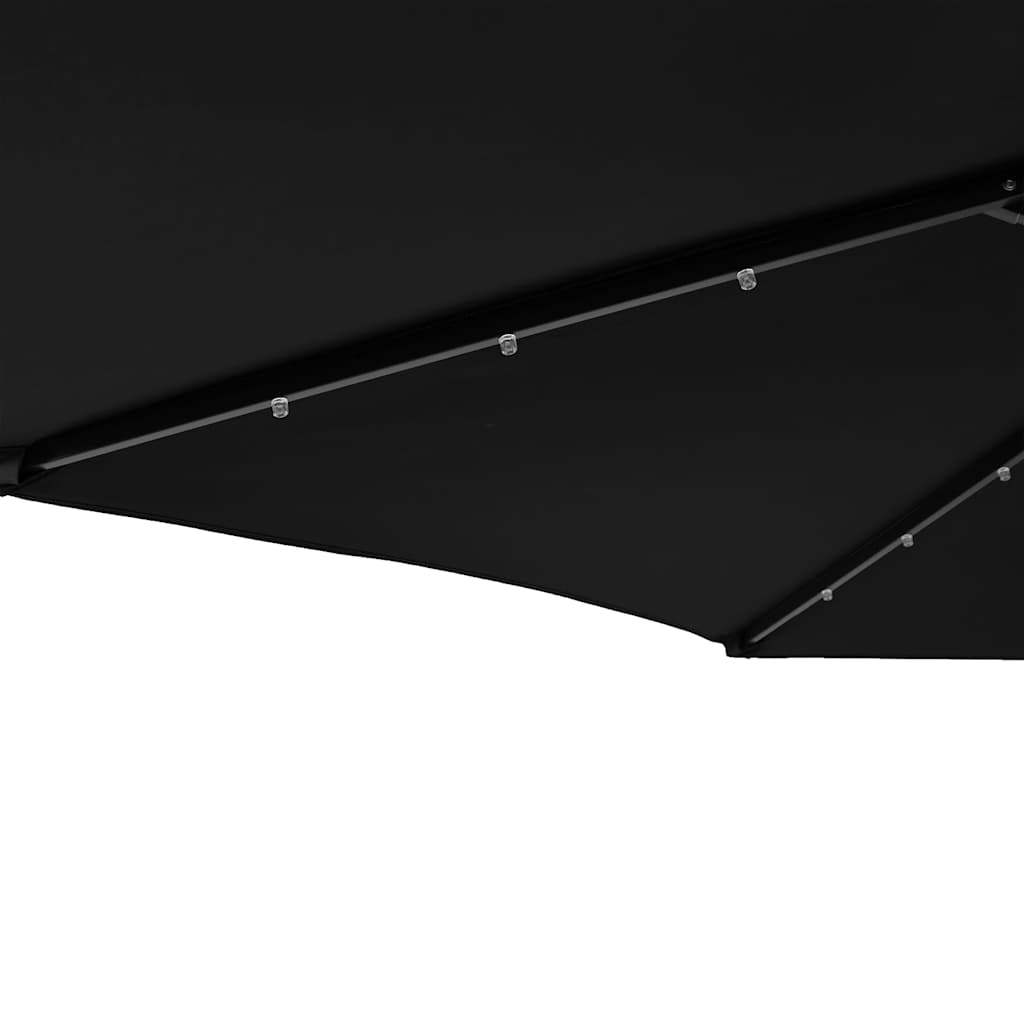 vidaXL Garden Parasol with LEDs and Steel Pole Black 225x225x212cm