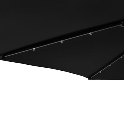 vidaXL Garden Parasol with LEDs and Steel Pole Black 225x225x212cm