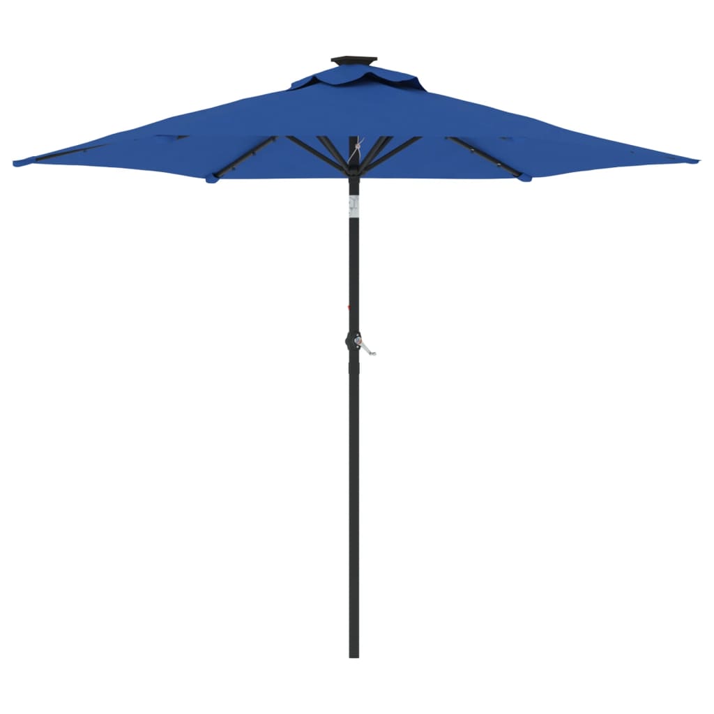 vidaXL Garden Parasol with LEDs&Steel Pole Azure Blue 225x225x212cm