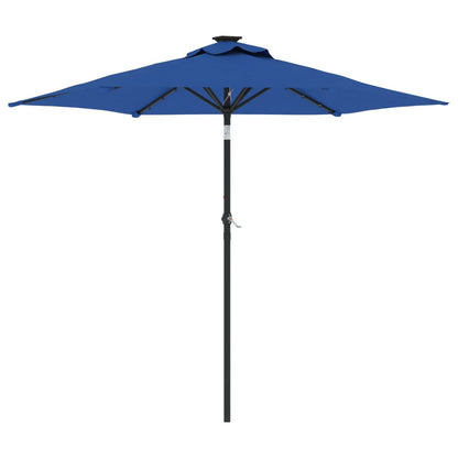 vidaXL Garden Parasol with LEDs&Steel Pole Azure Blue 225x225x212cm