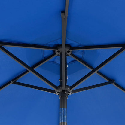 vidaXL Garden Parasol with LEDs and Steel Pole Azure Blue 225x225x212cm