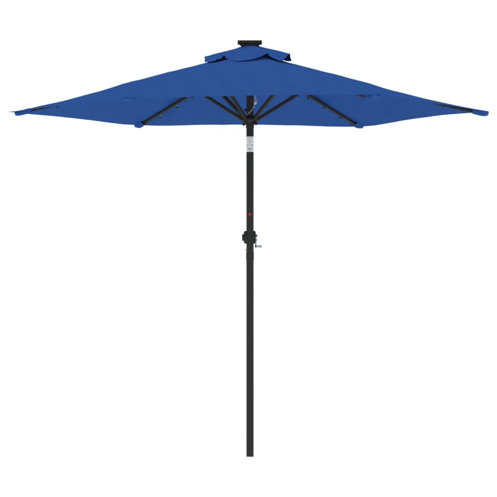 vidaXL Garden Parasol with LEDs&Steel Pole Azure Blue 225x225x212cm