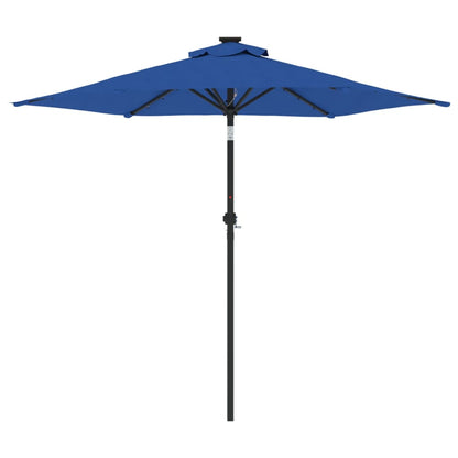 vidaXL Garden Parasol with LEDs and Steel Pole Azure Blue 225x225x212cm