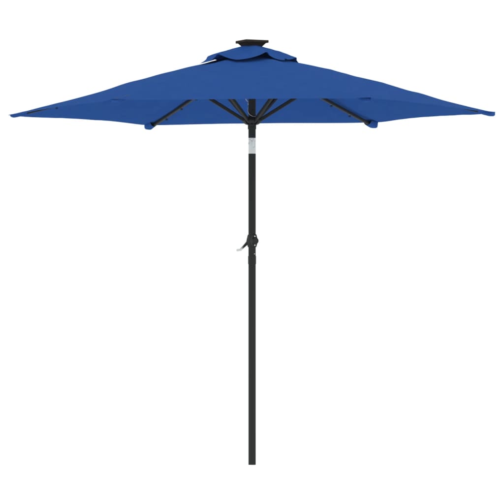 vidaXL Garden Parasol with LEDs&Steel Pole Azure Blue 225x225x212cm