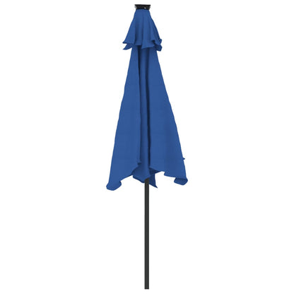 vidaXL Garden Parasol with LEDs&Steel Pole Azure Blue 225x225x212cm
