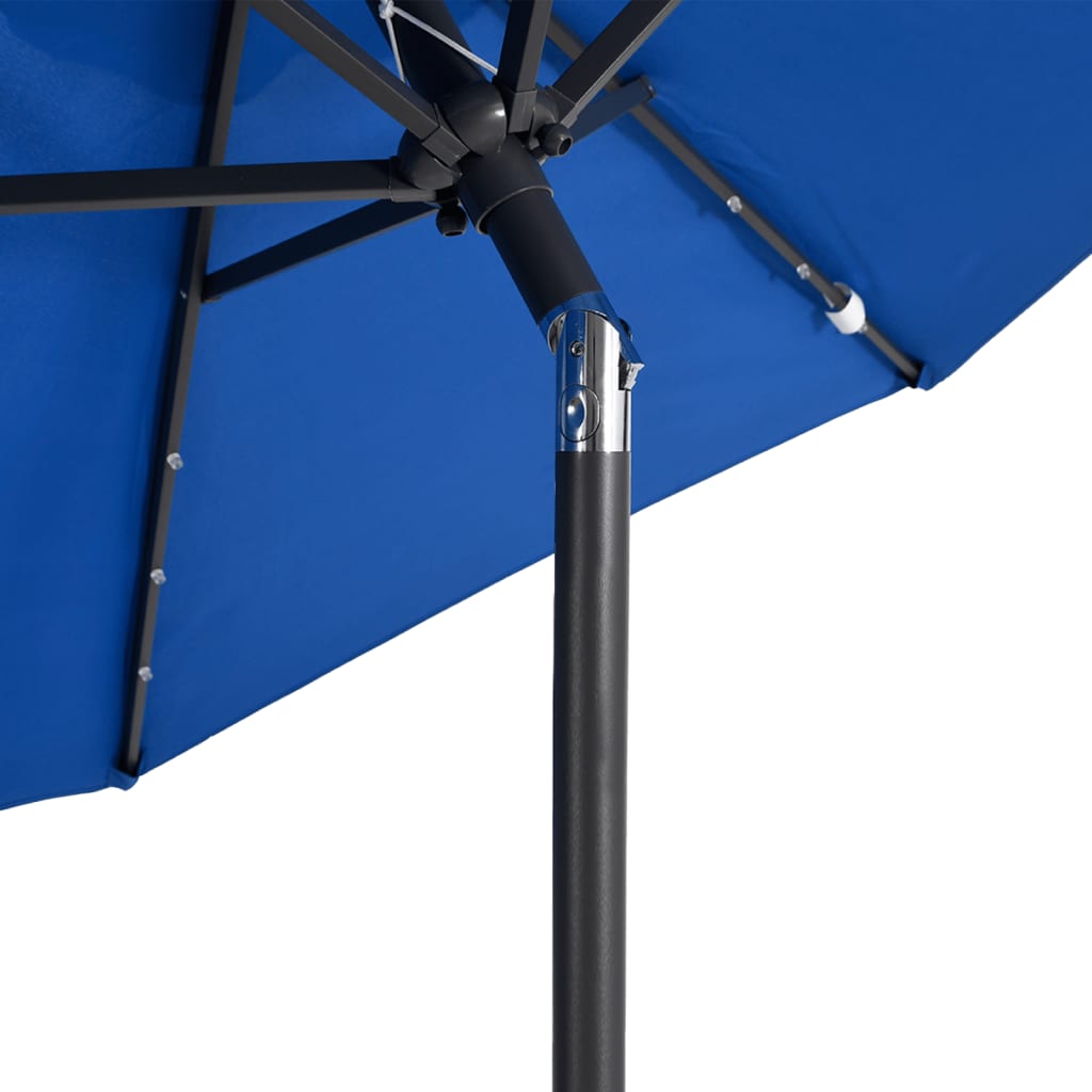 vidaXL Garden Parasol with LEDs&Steel Pole Azure Blue 225x225x212cm
