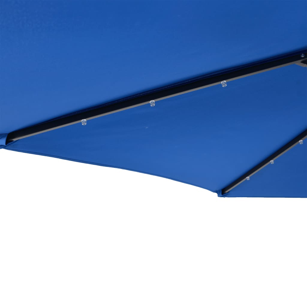 vidaXL Garden Parasol with LEDs and Steel Pole Azure Blue 225x225x212cm