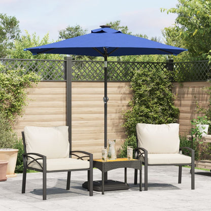 vidaXL Garden Parasol with LEDs&Steel Pole Azure Blue 225x225x212cm