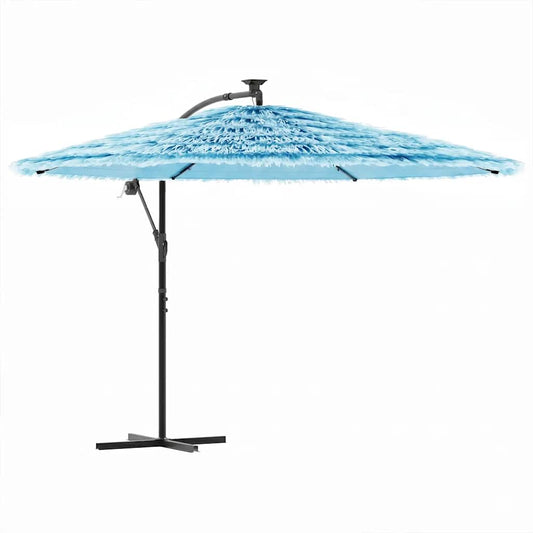 vidaXL Garden Parasol with Steel Pole Blue 269x269x235 cm