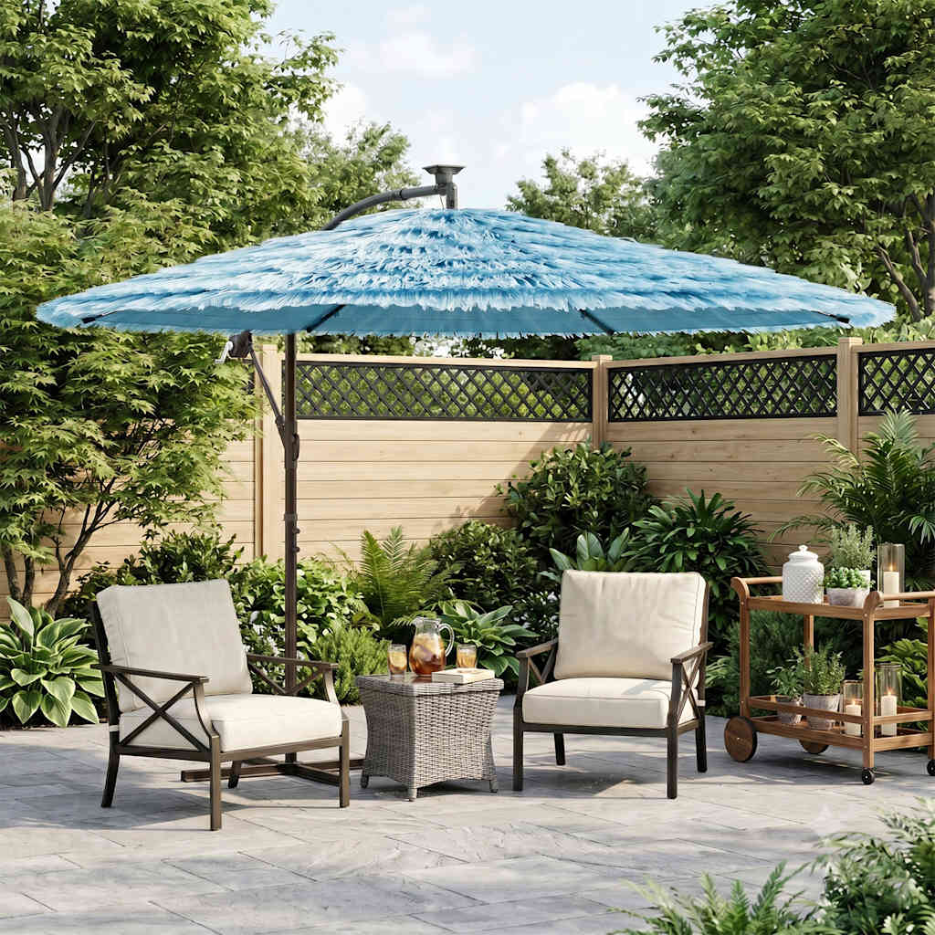 vidaXL Garden Parasol with Steel Pole Blue 269x269x235 cm