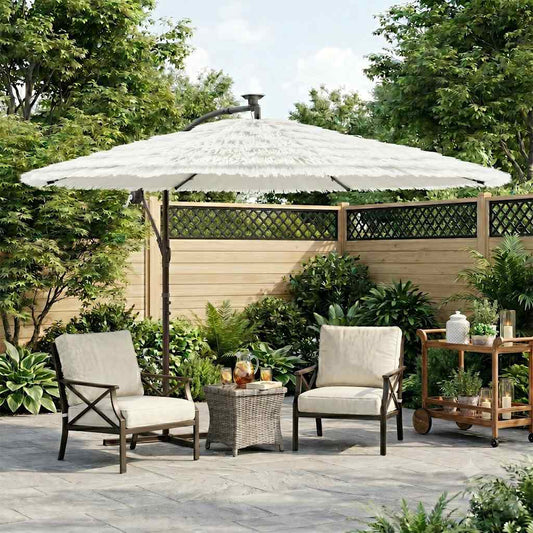 vidaXL Garden Parasol with Steel Pole White 269x269x235 cm