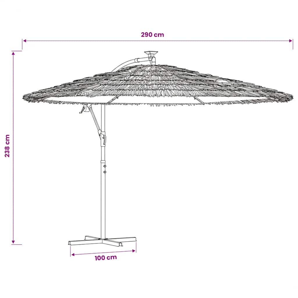 vidaXL Garden Parasol with Steel Pole Brown 290x290x238 cm