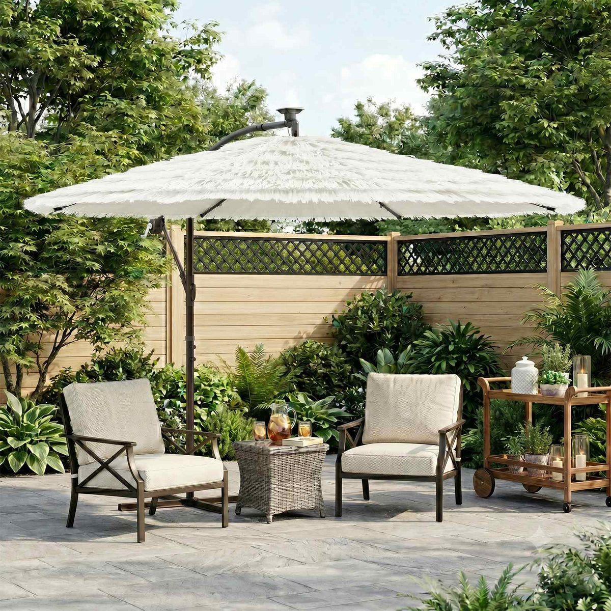 vidaXL Garden Parasol with Steel Pole White 290x290x238 cm
