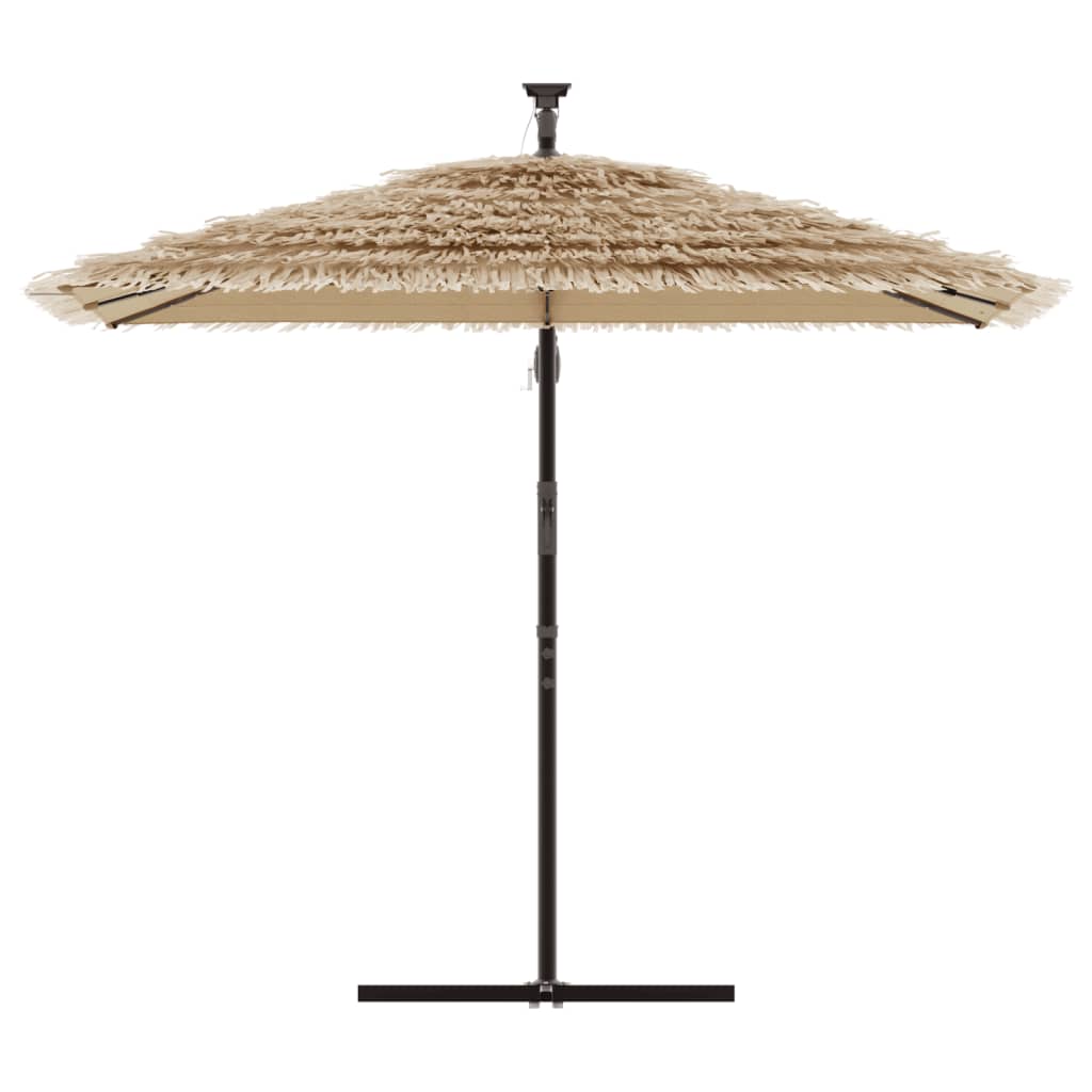 vidaXL Garden Parasol with LEDs and Steel Pole Brown 246x246x230 cm