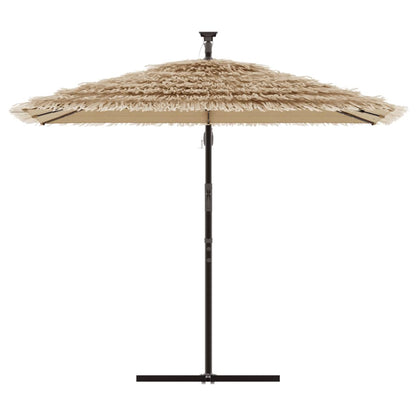 vidaXL Garden Parasol with LEDs and Steel Pole Brown 246x246x230 cm