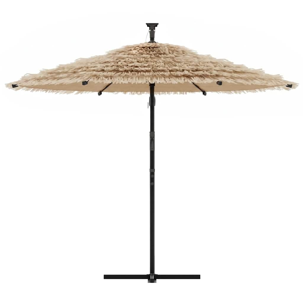 vidaXL Garden Parasol with LEDs and Steel Pole Brown 246x246x230 cm