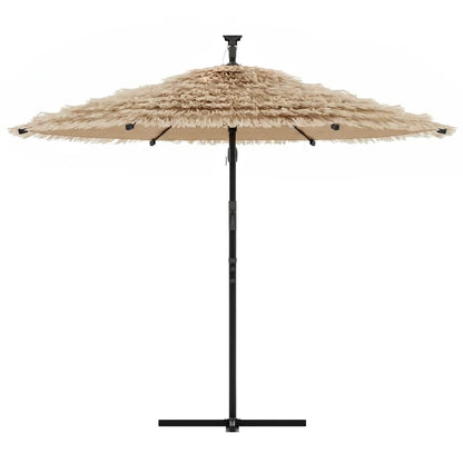vidaXL Garden Parasol with LEDs and Steel Pole Brown 246x246x230 cm