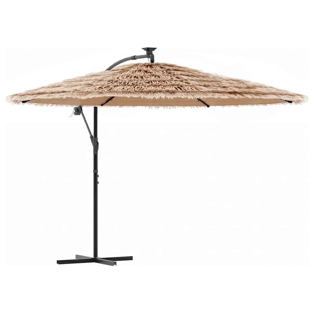 vidaXL Garden Parasol with with LEDs and Steel Pole Brown 269x269x235 cm