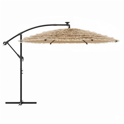 vidaXL Garden Parasol with with LEDs and Steel Pole Brown 269x269x235 cm
