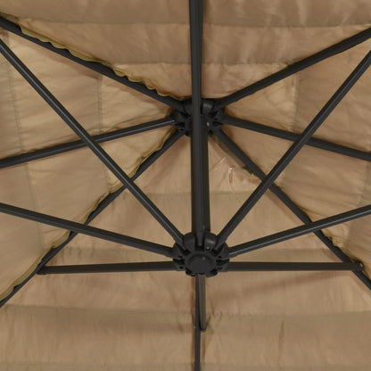 vidaXL Garden Parasol with Steel Pole Brown 388x388x248 cm