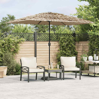 vidaXL Garden Parasol with LEDs and Steel Pole Brown 300x200x250 cm