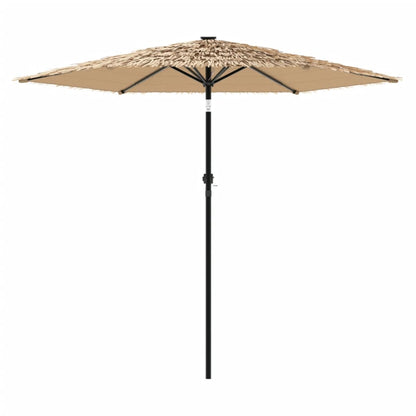 vidaXL Garden Parasol with LEDs and Steel Pole Brown 268x268x226 cm