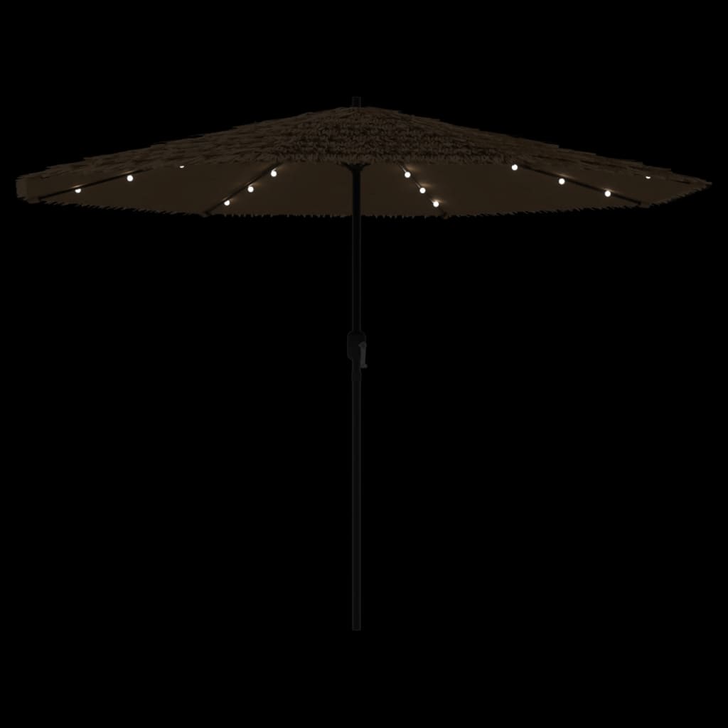 vidaXL Garden Parasol with LEDs and Steel Pole Brown 324x324x247 cm