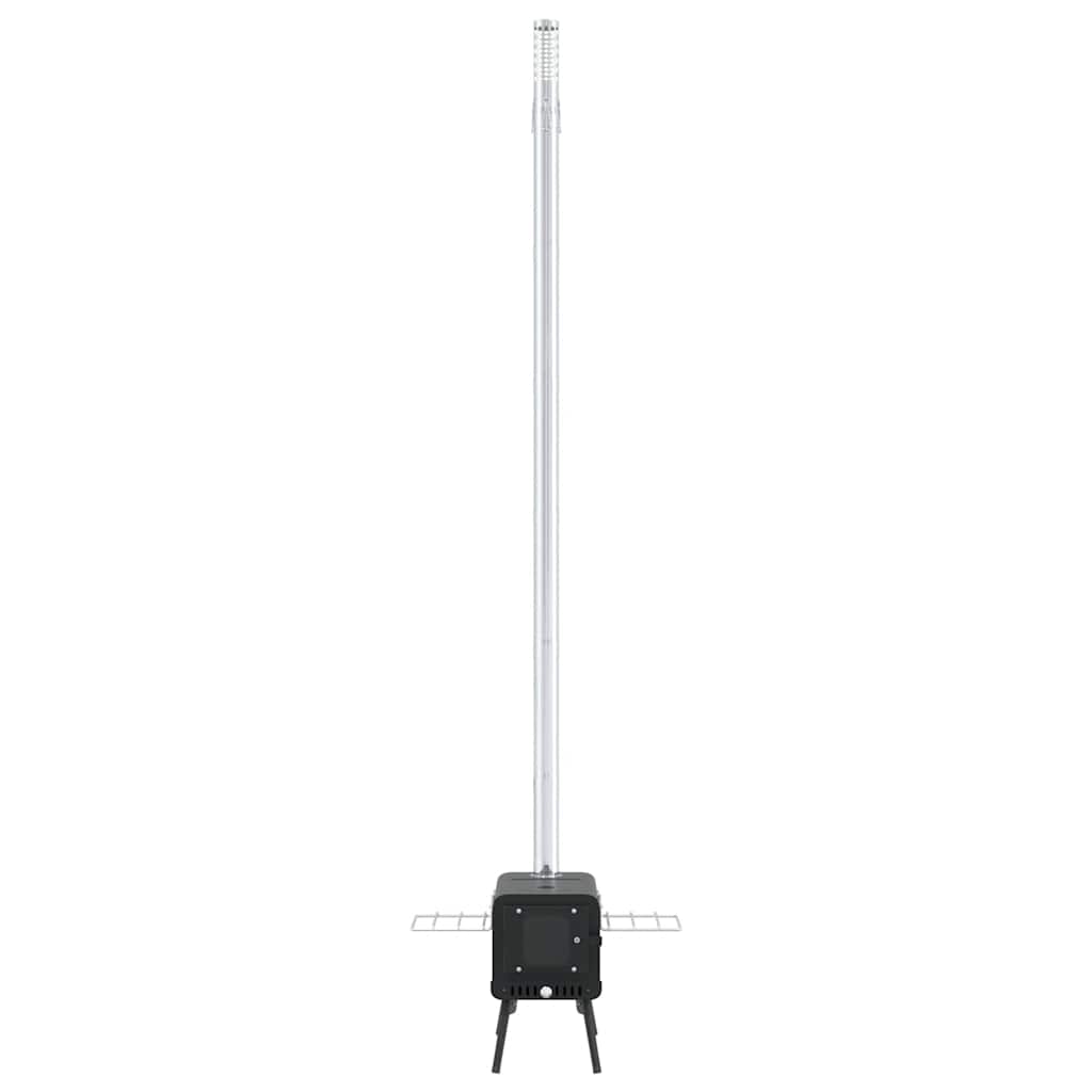vidaXL Tent Wood Stove with Chimney and Foldable Legs Black Steel