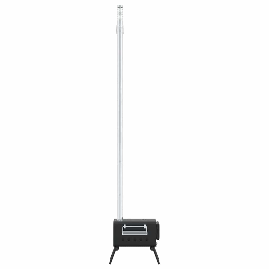 vidaXL Tent Wood Stove with Chimney and Foldable Legs Black Steel