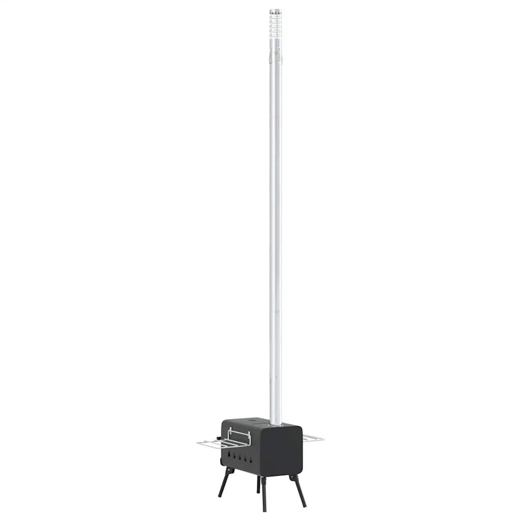 vidaXL Tent Wood Stove with Chimney and Foldable Legs Black Steel