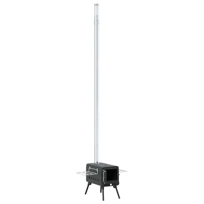 vidaXL Tent Wood Stove with Chimney and Foldable Legs Black Steel