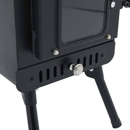 vidaXL Tent Wood Stove with Chimney and Foldable Legs Black Steel