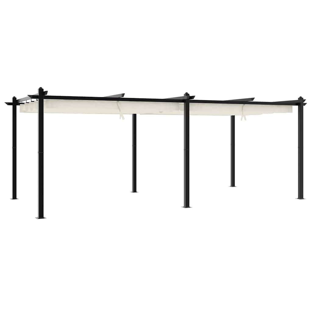 vidaXL Garden Gazebo with Retractable Roof Cream 3x6 m Aluminium
